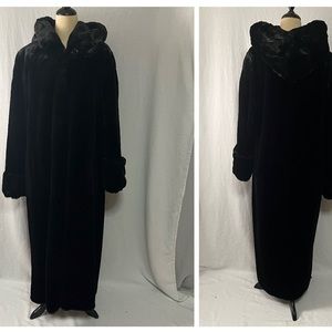 Nuage Full Length Faux Beaver Fur Black Coat